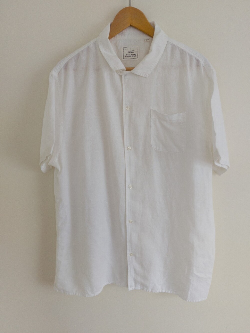 Private Member White Linen Cotton Short Sleeve Button Down Shirt XL Beach Resort